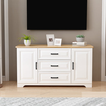 Consola multimedia de TV contemporánea, soporte multimedia de TV de madera para sala de estar