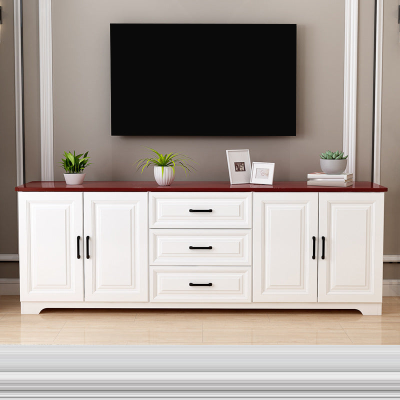 Consola multimedia de TV contemporánea, soporte multimedia de TV de madera para sala de estar