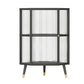 Contemporary Metal Curio Cabinet Glass Doors Storage Cabinet for Dining Room