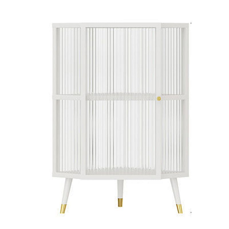 Contemporary Metal Curio Cabinet Glass Doors Storage Cabinet for Dining Room