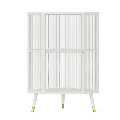 Contemporary Metal Curio Cabinet Glass Doors Storage Cabinet for Dining Room