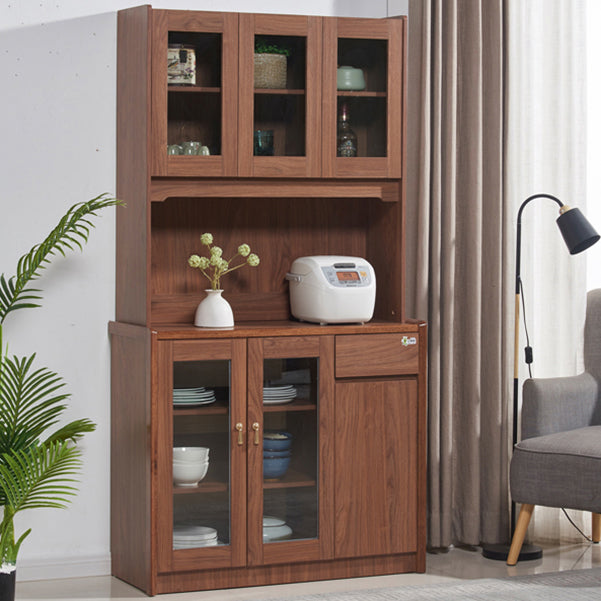 Contemporary Dining Hutch Wood Glass Doors Storage Cabinet for Dining Room Clearhalo 'Display & China Cabinets' 'display_china_cabinets' 'furn' 'furn_display_china_cabinets' 'Furniture' 'Kitchen & Dining Furniture' 6669242