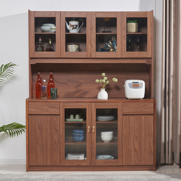 Contemporary Dining Hutch Wood Glass Doors Storage Cabinet for Dining Room Clearhalo 'Display & China Cabinets' 'display_china_cabinets' 'furn' 'furn_display_china_cabinets' 'Furniture' 'Kitchen & Dining Furniture' 6669243