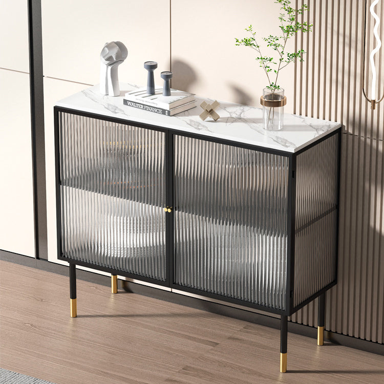 Modern China Cabinet Glass Doors Metal Storage Cabinet for Dining Room