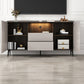 Contemporary Faux Wood TV Stand 2 Drawers and 2 Doors TV Cabinet 64"L x 12"W x 35"H Champagne Clearhalo 'furn' 'furn_tv_stands_entertainment_centers' 'Furniture' 'Living Room Furniture' 'TV Stands & Entertainment Centers' 'TV Stands & Media Storage Furniture' 'tv_stands_entertainment_centers' 6669440