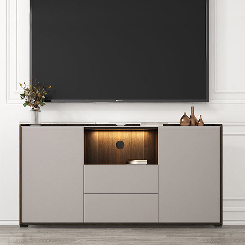 Contemporary Faux Wood TV Stand 2 Drawers and 2 Doors TV Cabinet Champagne Clearhalo 'furn' 'furn_tv_stands_entertainment_centers' 'Furniture' 'Living Room Furniture' 'TV Stands & Entertainment Centers' 'TV Stands & Media Storage Furniture' 'tv_stands_entertainment_centers' 6669441