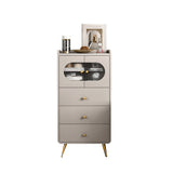 Glam Stone Storage Chest Bedroom Vertical Chest with Metal Legs