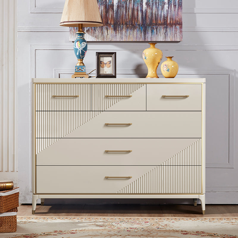 Wooden Storage Chest Dresser Contemporary Glam Dresser with Drawers 42"L x 15"W x 36"H Beige Clearhalo 'Bedroom Furniture' 'Dressers & Chests' 'dressers_chests' 'furn' 'furn_dressers_chests' 'Furniture' 6669531