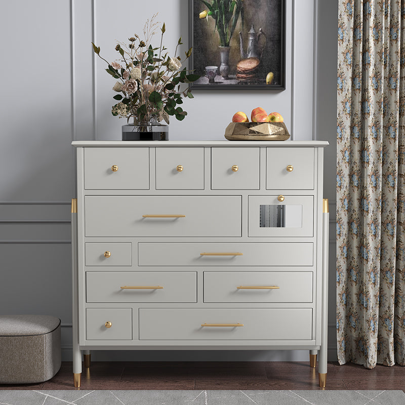 Wooden Storage Chest Dresser Contemporary Glam Dresser with Drawers 43"L x 16"W x 45"H Light Gray Clearhalo 'Bedroom Furniture' 'Dressers & Chests' 'dressers_chests' 'furn' 'furn_dressers_chests' 'Furniture' 6669536