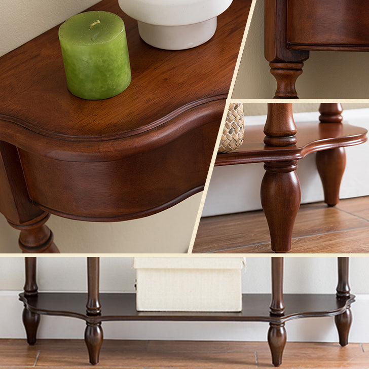 Victorian Rubber Wood Accent Table Free Form Console Sofa Table for Hall