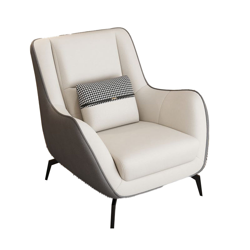 Mid-Century Modern Accent Chair Cushion Back Basic Four Legs Arms Included Armchair Light Gray Beige 1 Piece Without Ottoman Clearhalo 'Accent Chairs' 'accent_chairs' 'Chairs & Seating' 'furn' 'furn_accent_chairs' 'Furniture' 'Living Room Furniture' 6669715