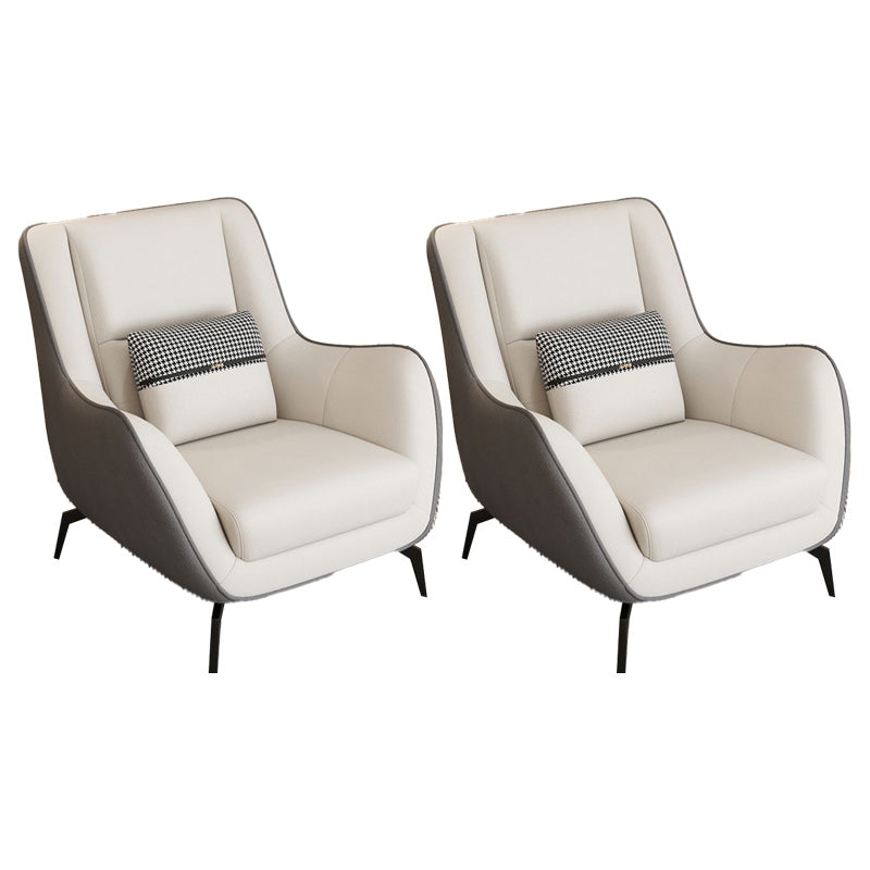 Mid-Century Modern Accent Chair Cushion Back Basic Four Legs Arms Included Armchair Light Gray Beige 2 Piece Set Without Ottoman Clearhalo 'Accent Chairs' 'accent_chairs' 'Chairs & Seating' 'furn' 'furn_accent_chairs' 'Furniture' 'Living Room Furniture' 6669716