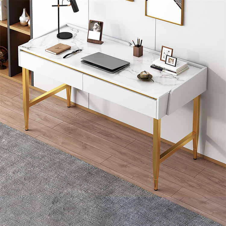 Zeitgenössischer Stein Büro -Schreibtisch Schlafzimmer Schreibtisch mit schwarzen Beinen