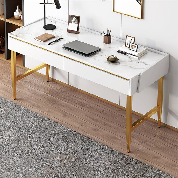 Zeitgenössischer Stein Büro -Schreibtisch Schlafzimmer Schreibtisch mit schwarzen Beinen