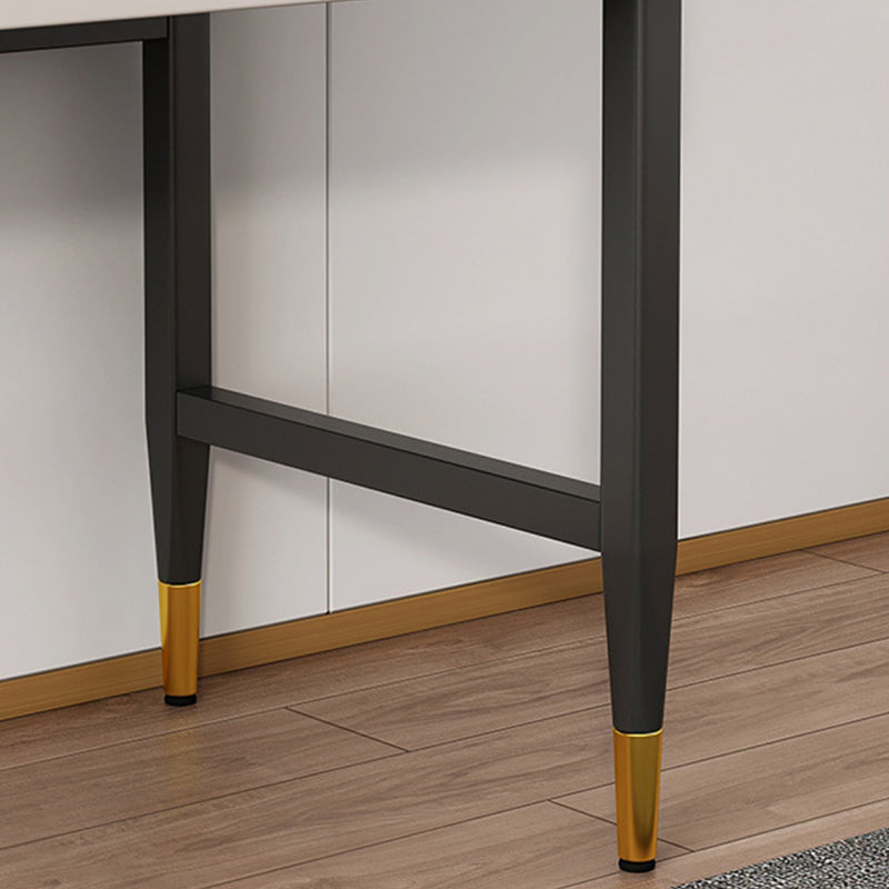 Zeitgenössischer Stein Büro -Schreibtisch Schlafzimmer Schreibtisch mit schwarzen Beinen