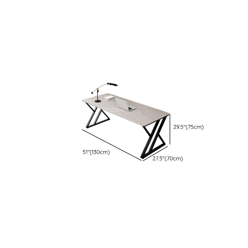 Contemporary Gaming Desk Antique Finish Writing Desk with Metal Legs Clearhalo 'furn' 'furn_office_desk' 'Furniture' 'Office Desks' 'Office Furniture' 'office_desk' 6669896