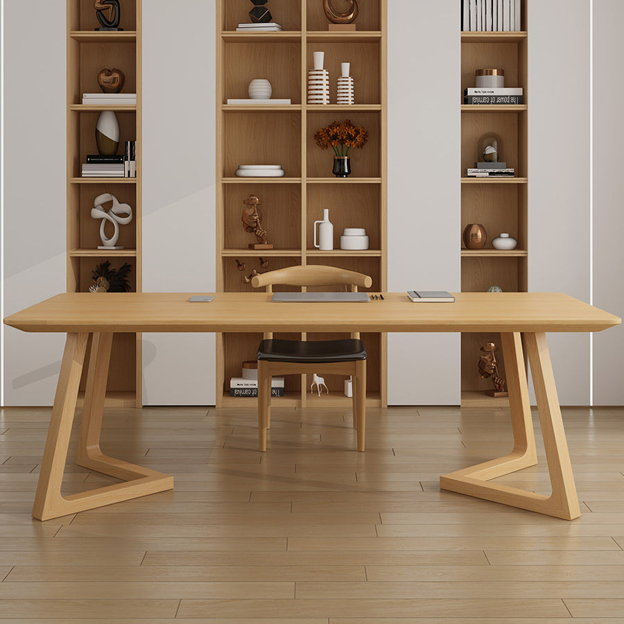 Modern 29,53 "großer Büroschreibtisch Massivholzkrümmte Schreibtisch gebogene Schreibtisch