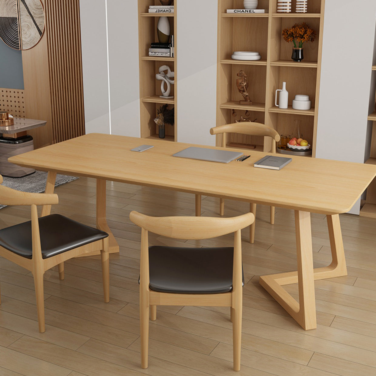 Modern 29,53 "großer Büroschreibtisch Massivholzkrümmte Schreibtisch gebogene Schreibtisch