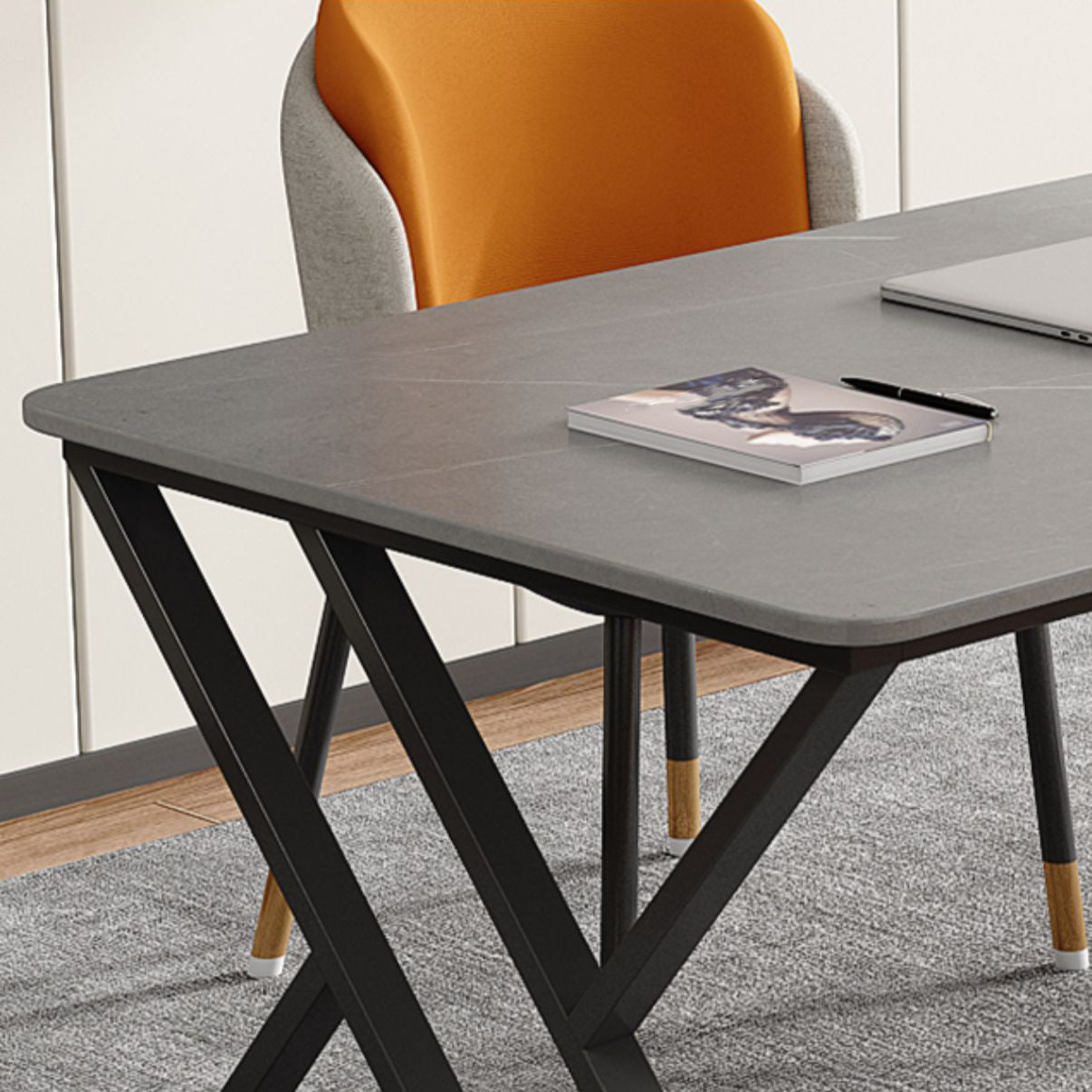 Contemporary Curved Office Desk Antique Finish Computer Desk Clearhalo 'furn' 'furn_office_desk' 'Furniture' 'Office Desks' 'Office Furniture' 'office_desk' 6669936