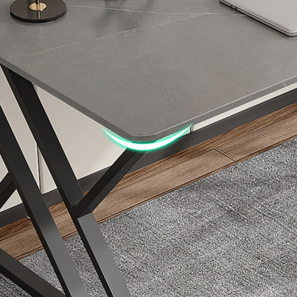 Contemporary Curved Office Desk Antique Finish Computer Desk Clearhalo 'furn' 'furn_office_desk' 'Furniture' 'Office Desks' 'Office Furniture' 'office_desk' 6669937