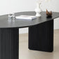 Bureau de bureau ovale en bois massif noir de 29,53 po de haut avec base luge