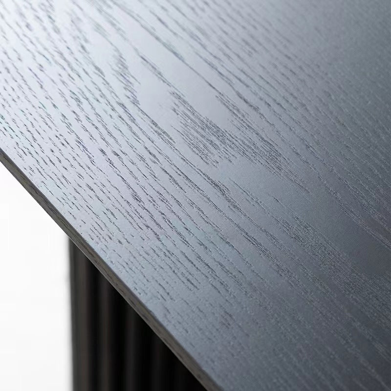Bureau de bureau ovale en bois massif noir de 29,53 po de haut avec base luge
