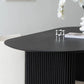 Bureau de bureau ovale en bois massif noir de 29,53 po de haut avec base luge