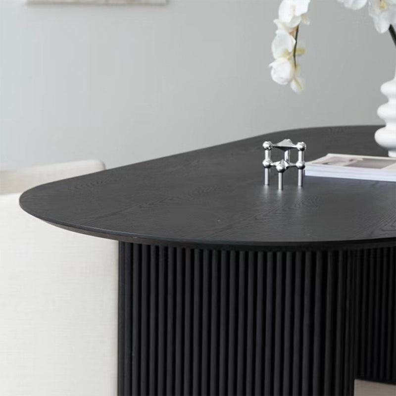 Bureau de bureau ovale en bois massif noir de 29,53 po de haut avec base luge