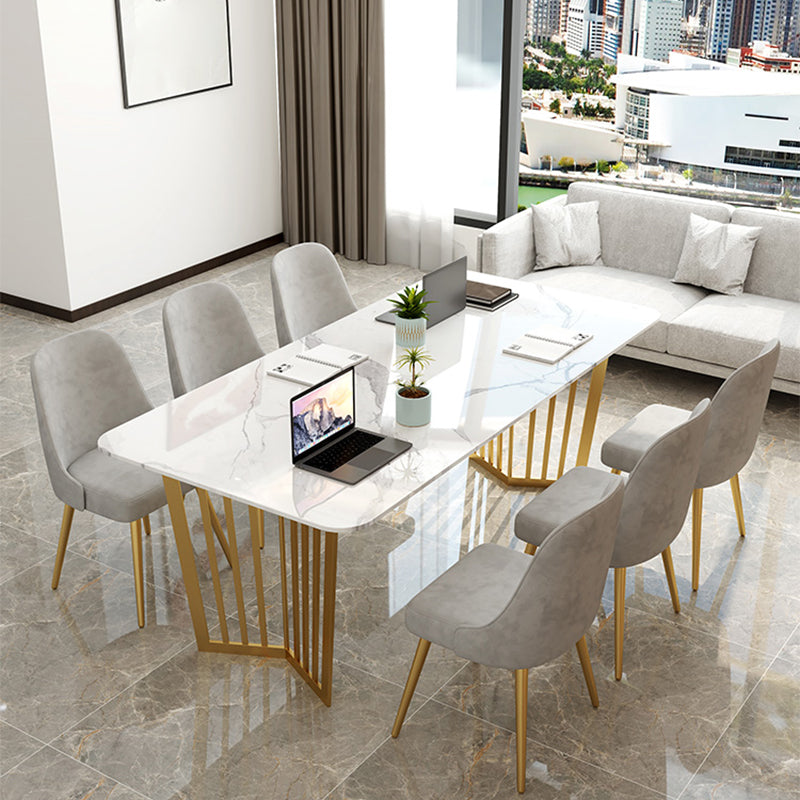 29.25" H Classic Glam Writing Desk Curved Stone Top Office Desk 94.5"L x 35.4"W x 29.5"H Clearhalo 'furn' 'furn_office_desk' 'Furniture' 'Office Desks' 'Office Furniture' 'office_desk' 6670003