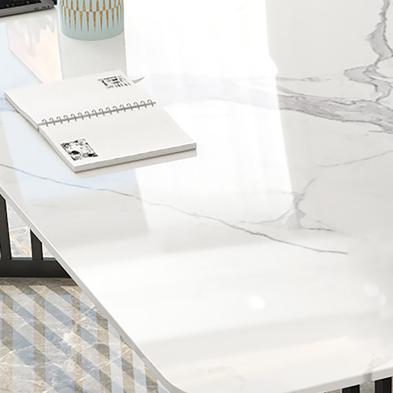 29.25" H Classic Glam Writing Desk Curved Stone Top Office Desk Clearhalo 'furn' 'furn_office_desk' 'Furniture' 'Office Desks' 'Office Furniture' 'office_desk' 6670008