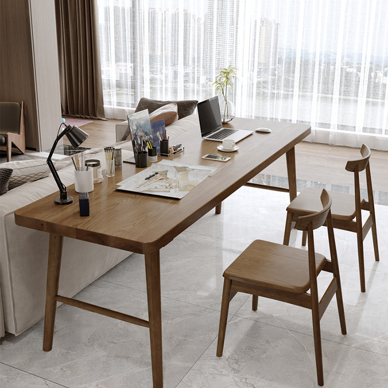 Scrivania di scrittura in legno contemporanea scrivania da camera da letto in marrone con le gambe