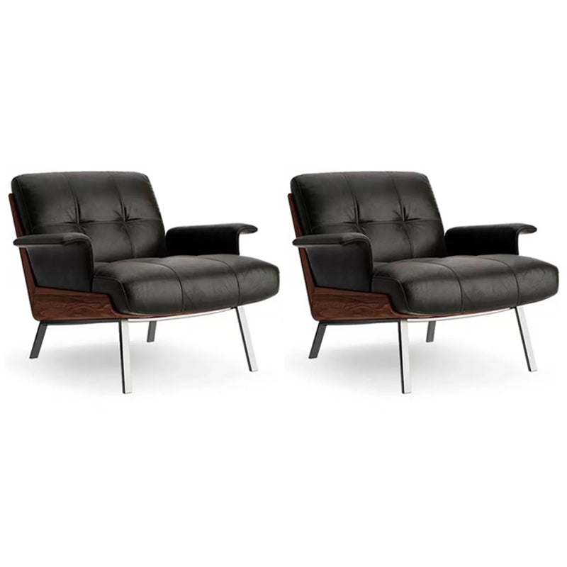 Industrial Lounge Chair Solid Color Cushion Back Basic Four Leg Reclining Accent Chair 2 Piece Set Flared Arm Clearhalo 'Accent Chairs' 'accent_chairs' 'Chairs & Seating' 'furn' 'furn_accent_chairs' 'Furniture' 'Living Room Furniture' 6670180