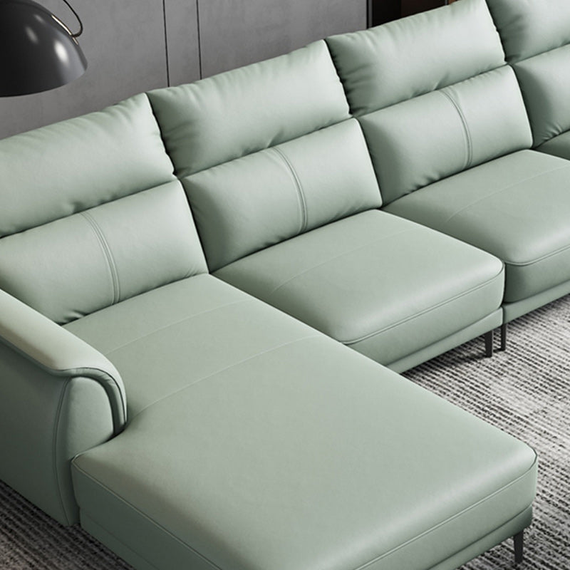 Industrial Sectional Sofa Green Pillow Top Arm Sofa for Living Room