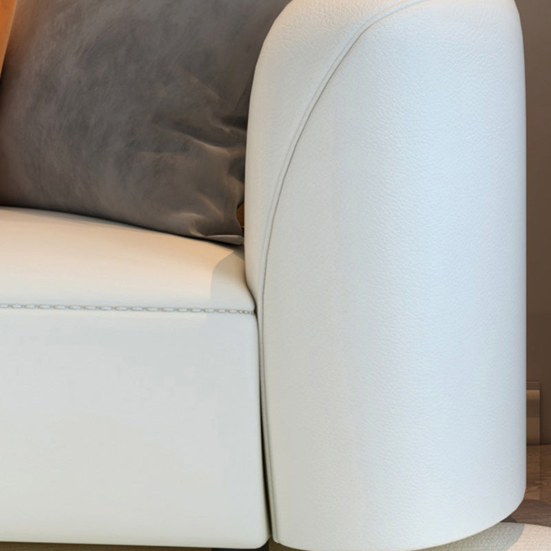 Divano curvo in pelle finta glam semplice divano irregolare in bianco di 27,6 "h