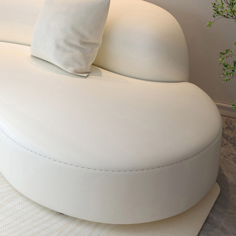 Divano curvo in pelle finta glam semplice divano irregolare in bianco di 27,6 "h