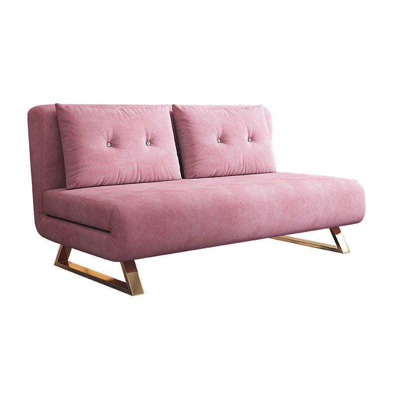 31" Wide Glam Futon Sofa Bed Pink Folding Futon Sleeper Sofa