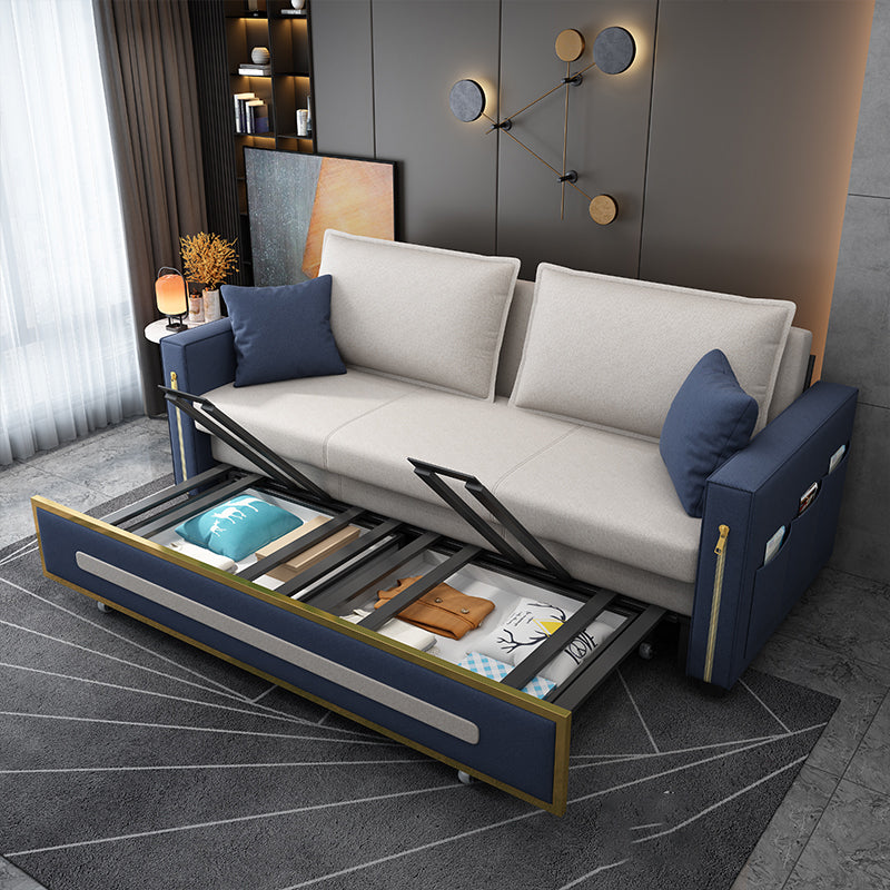 Pillow Included Sofa Futon Square Arms Futon Sofa Bed with Storage Clearhalo 'furn' 'furn_futons' 'Furniture' 'Futons & Daybeds' 'Futons' 'Living Room Furniture' 6670926