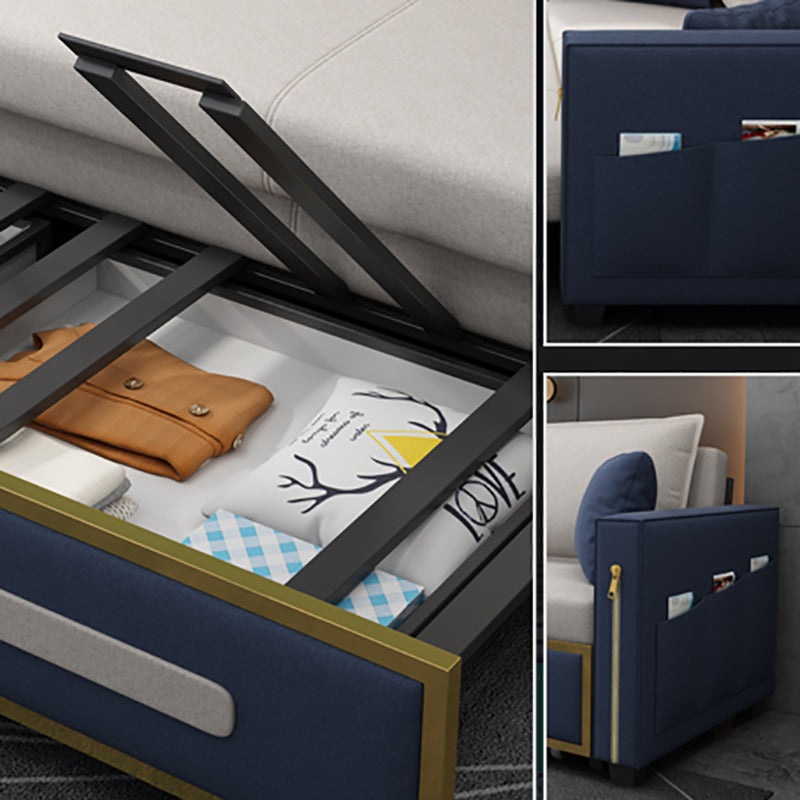 Pillow Included Sofa Futon Square Arms Futon Sofa Bed with Storage Clearhalo 'furn' 'furn_futons' 'Furniture' 'Futons & Daybeds' 'Futons' 'Living Room Furniture' 6670929