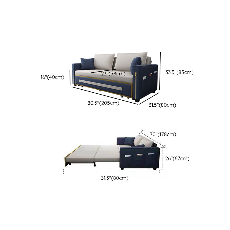 Pillow Included Sofa Futon Square Arms Futon Sofa Bed with Storage Clearhalo 'furn' 'furn_futons' 'Furniture' 'Futons & Daybeds' 'Futons' 'Living Room Furniture' 6670937
