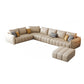 Contemporary Square Arm Loose Back Sofa and Chaise Beige Faux Leather U Sofa