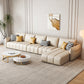 Contemporary Square Arm Loose Back Sofa and Chaise Beige Faux Leather U Sofa