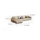 Contemporary Square Arm Loose Back Sofa and Chaise Beige Faux Leather U Sofa