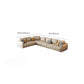 Contemporary Square Arm Loose Back Sofa and Chaise Beige Faux Leather U Sofa