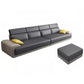 Faux Leather Sofa and Chaise Gray Pillow Top Arm Slipcovered Sofa 4-Seater Sofa with Ottoman 134"L x 35"W x 39"H Sponge Clearhalo 'furn' 'furn_sectionals' 'Furniture' 'Living Room Furniture' 'Sectionals' 6670968