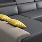 Faux Leather Sofa and Chaise Gray Pillow Top Arm Slipcovered Sofa Clearhalo 'furn' 'furn_sectionals' 'Furniture' 'Living Room Furniture' 'Sectionals' 6670979