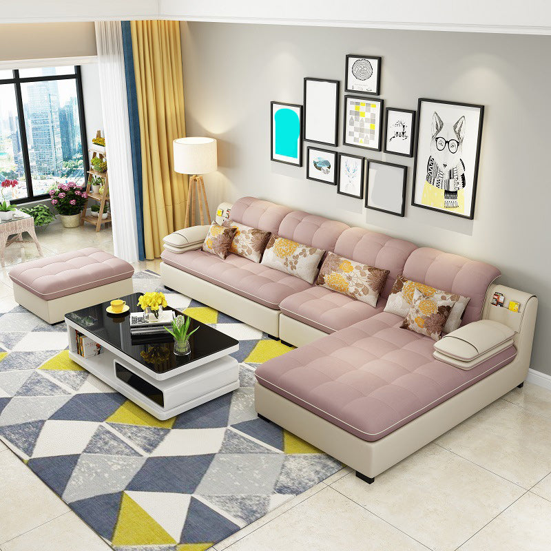 Divano in lino da fattoria con cantiera cuscino braccio a 4 posti