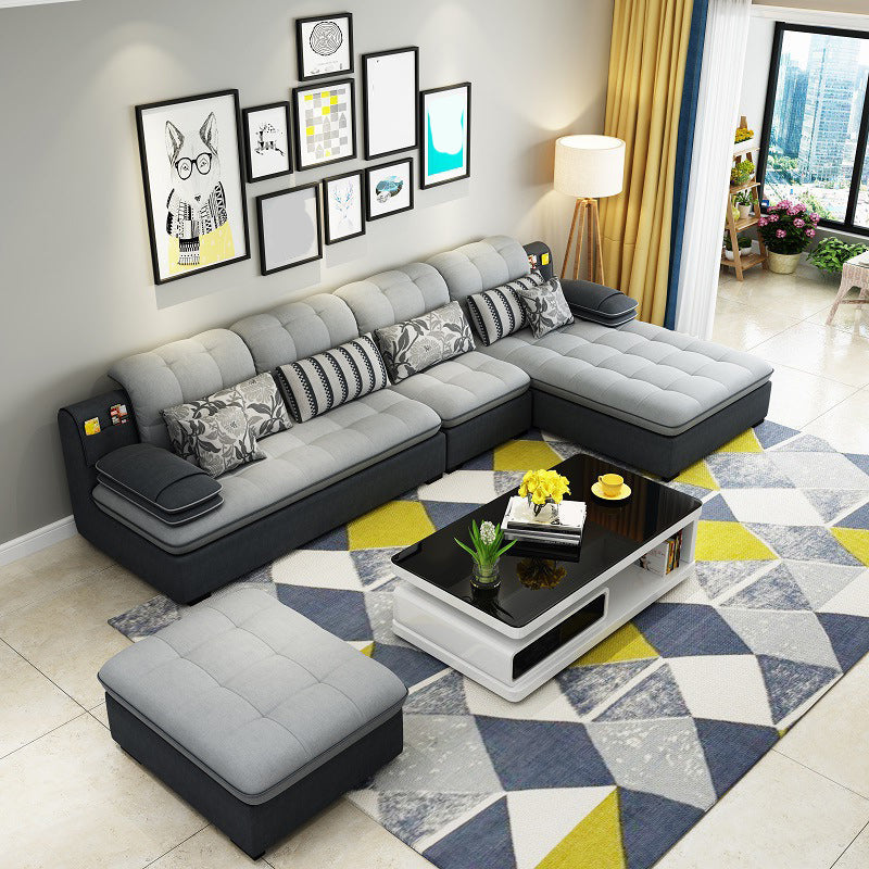 Divano in lino da fattoria con cantiera cuscino braccio a 4 posti