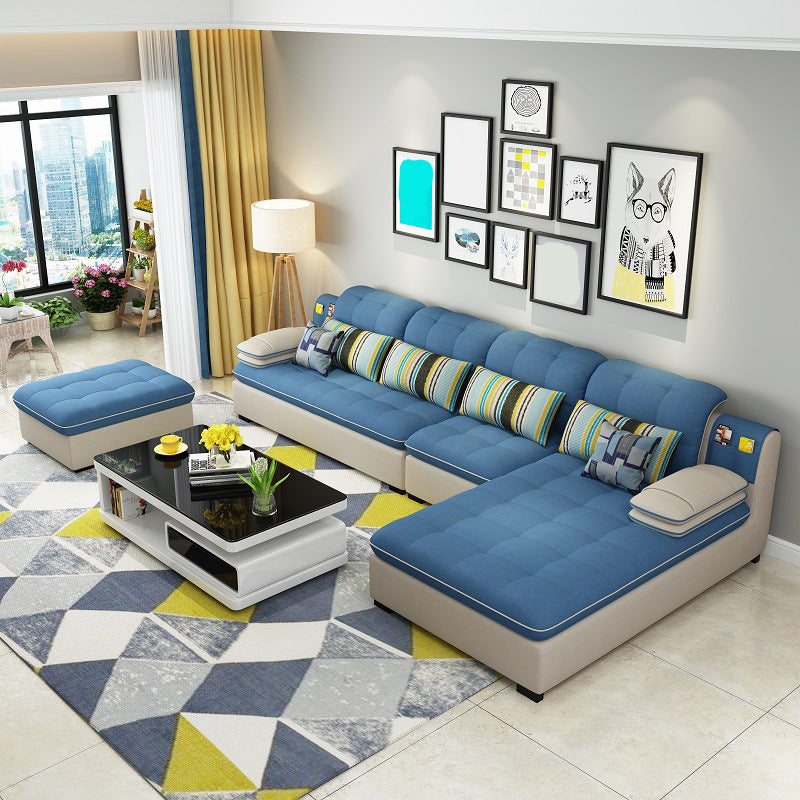 Divano in lino da fattoria con cantiera cuscino braccio a 4 posti