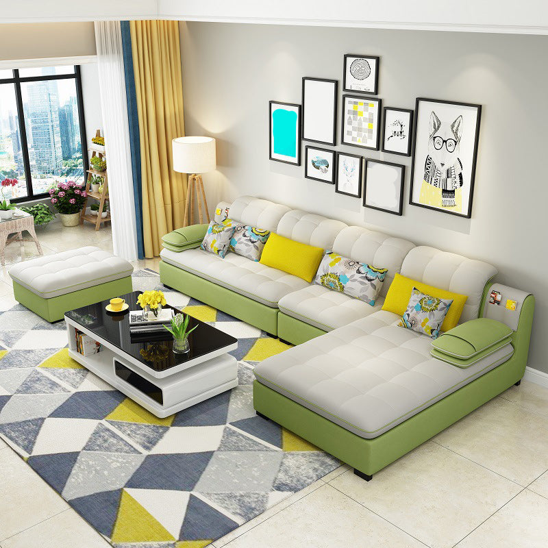 Divano in lino da fattoria con cantiera cuscino braccio a 4 posti