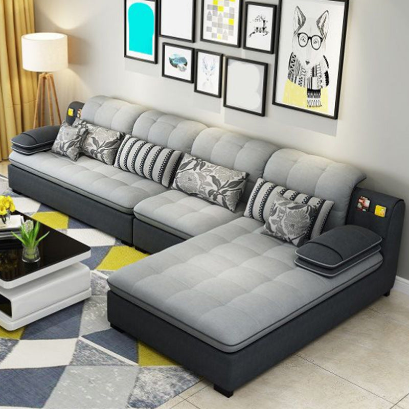 Divano in lino da fattoria con cantiera cuscino braccio a 4 posti